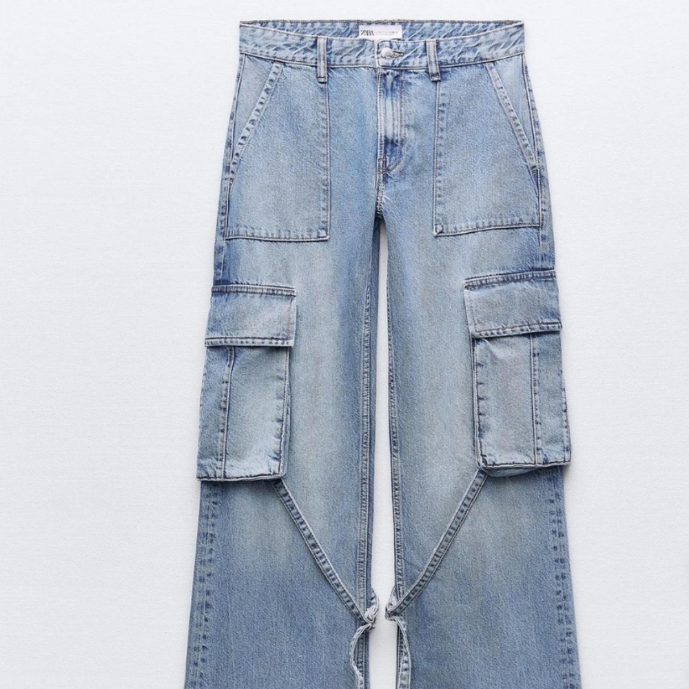 Zara Women's Light Blue Wide Leg Jeans